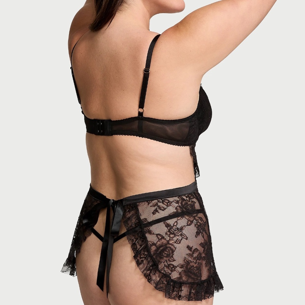 New! Victoria's Secret Very Sexy Wicked Unlined Rose Lace Babydoll 45896 - Picture 4 of 14
